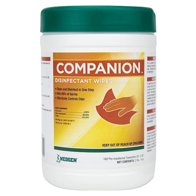 Companion Disinfectant Wipes 160/Jar Part#490908