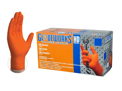 Gloveworks HD Heavy Duty Orange Nitrile Gloves